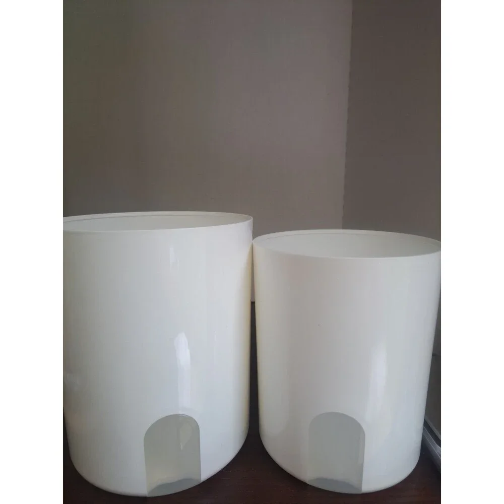 Set Of 2 Vtg Tupperware Cannisters With Viewing Window White NO LIDS!!! 2418B-2,